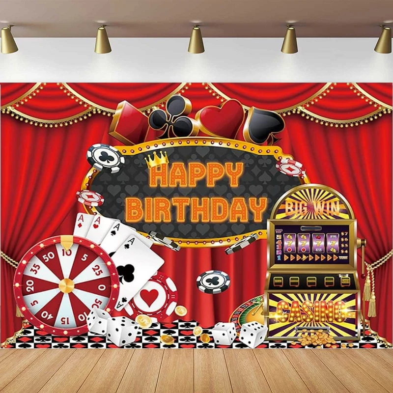 Photography Backdrop Poker Las Vegas Casino Night Theme Birthday Party Background Cake Table Decorations Banner Photo Studio