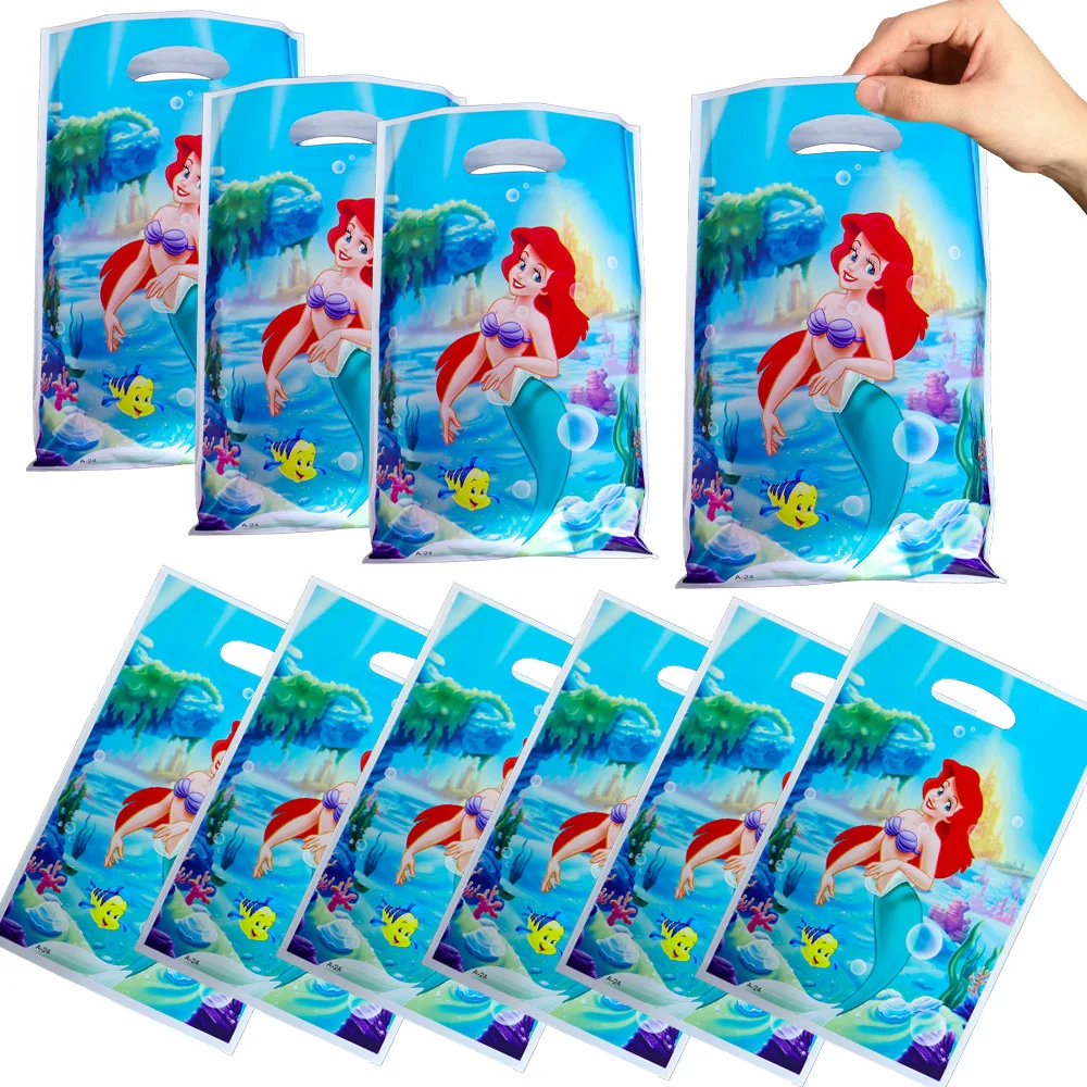 

Disney 10/20/30pcs Mermaid Party Gift Bag Plastic Goodie Gift Bags for Kids Birthday Party Decor Baby Shower