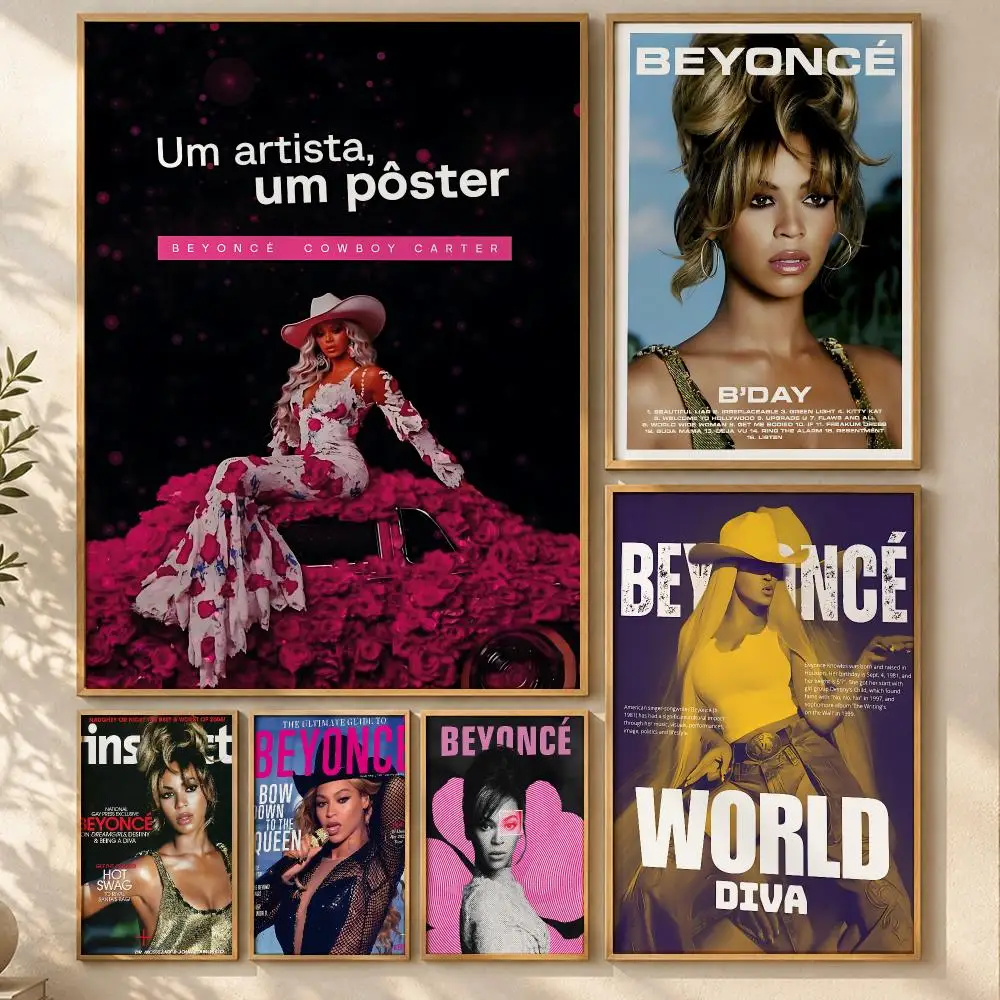 Legendary Singer Beyonce Poster Art  Self-Adhesive No Glue Dorm Wall  Waterproof Coffee House Art Sticker