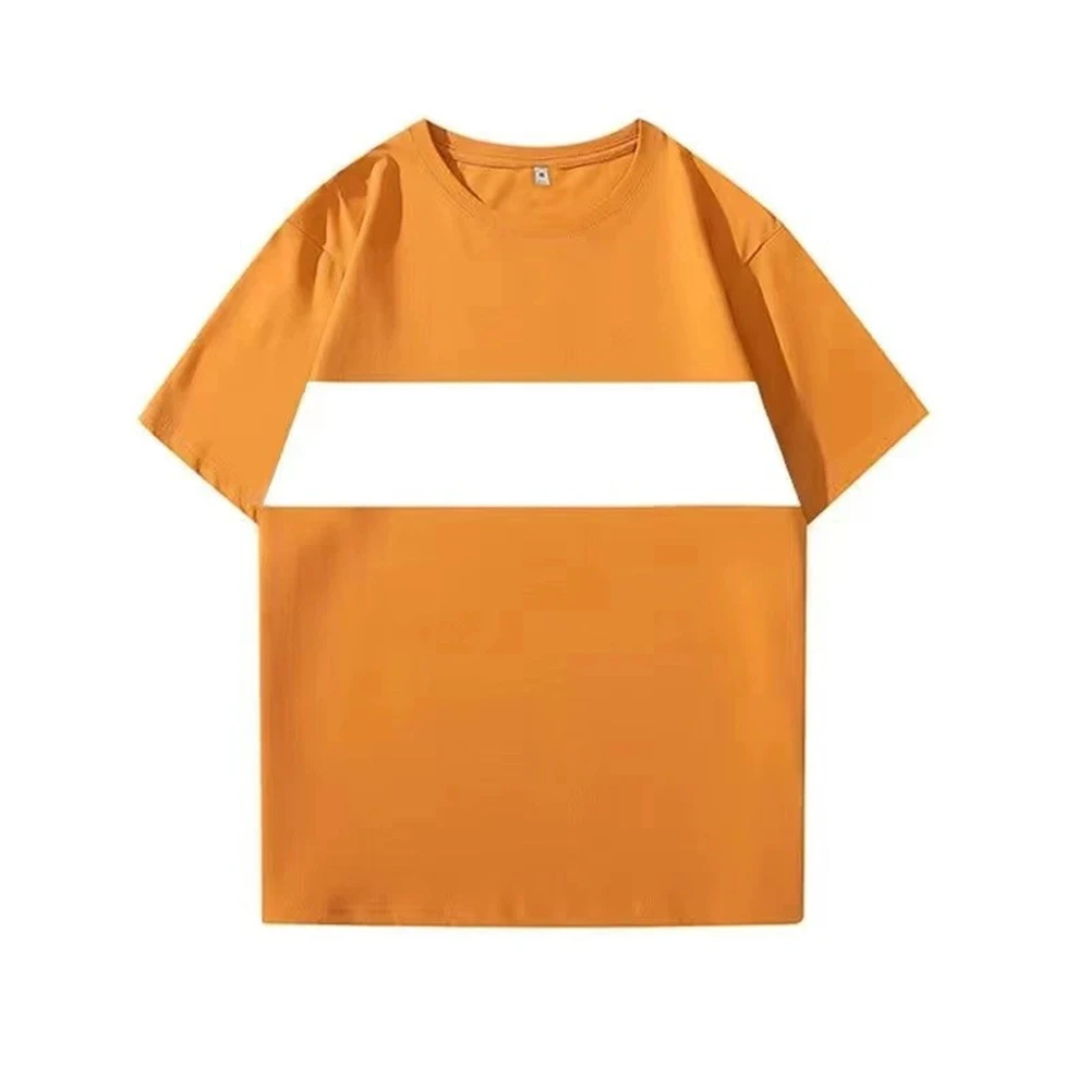 Unisex Crew Neck Short Sleeve T-shirt, Wang Ye Orange With White Stripe Graphic Cosplay Tee