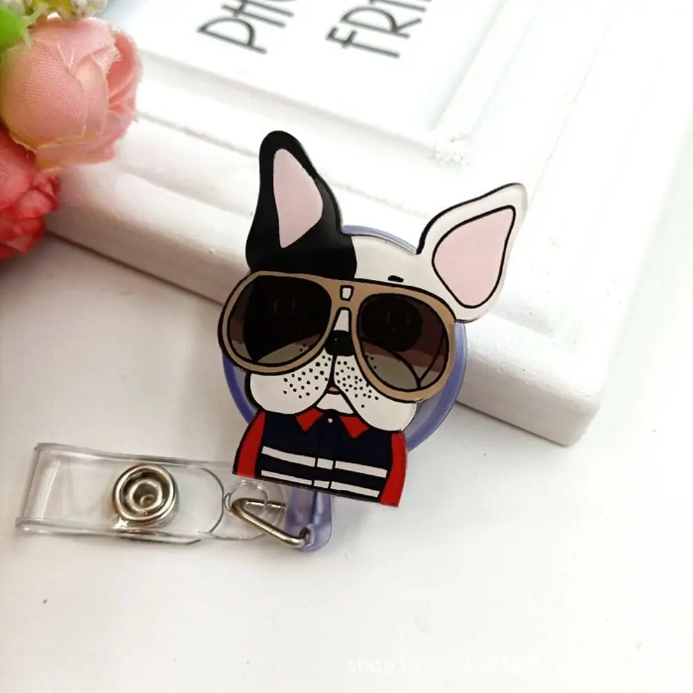 Retractable Nurse Badge Reel Cat Puppy Cartoon Animals Dog Badge Holder ID Card Chest Card Easy Pull Buckle Doctor Students