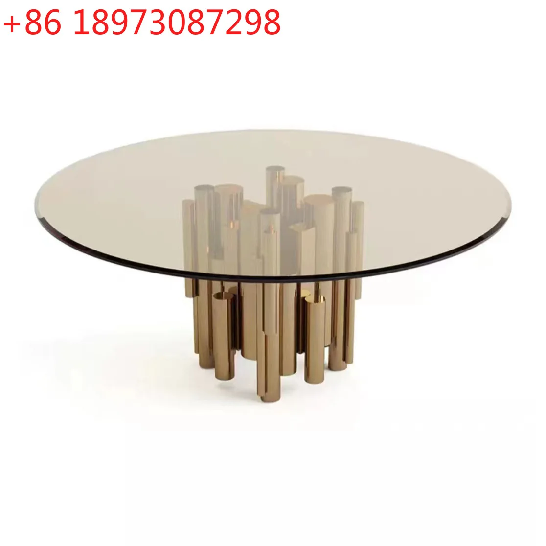 

Modern light luxury stainless steel home dining table creative designer restaurant round table