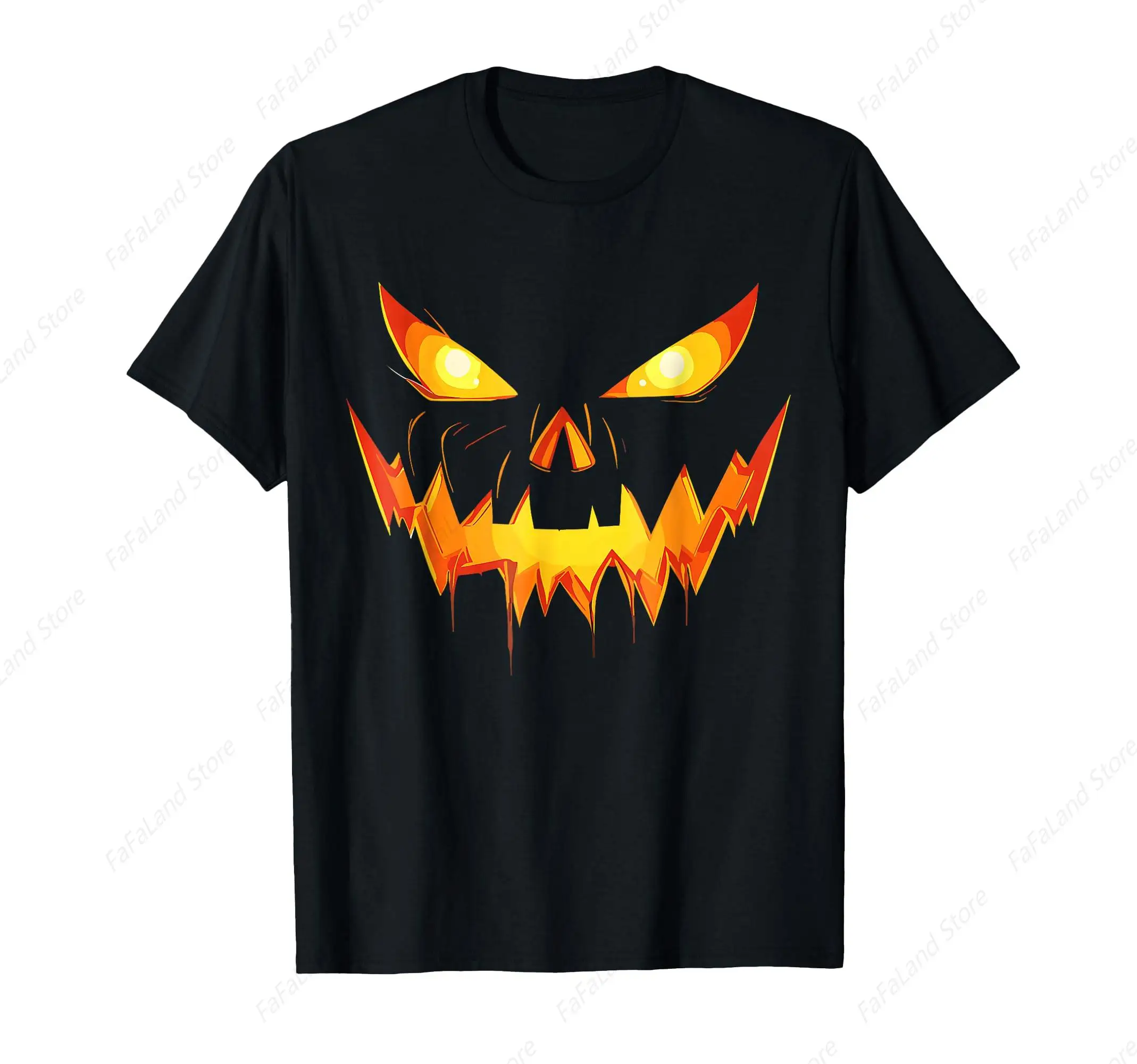 Scary Spooky Jack O Lantern Face Pumpkin T-Shirt for Men Women Cotton Summer Top Tee