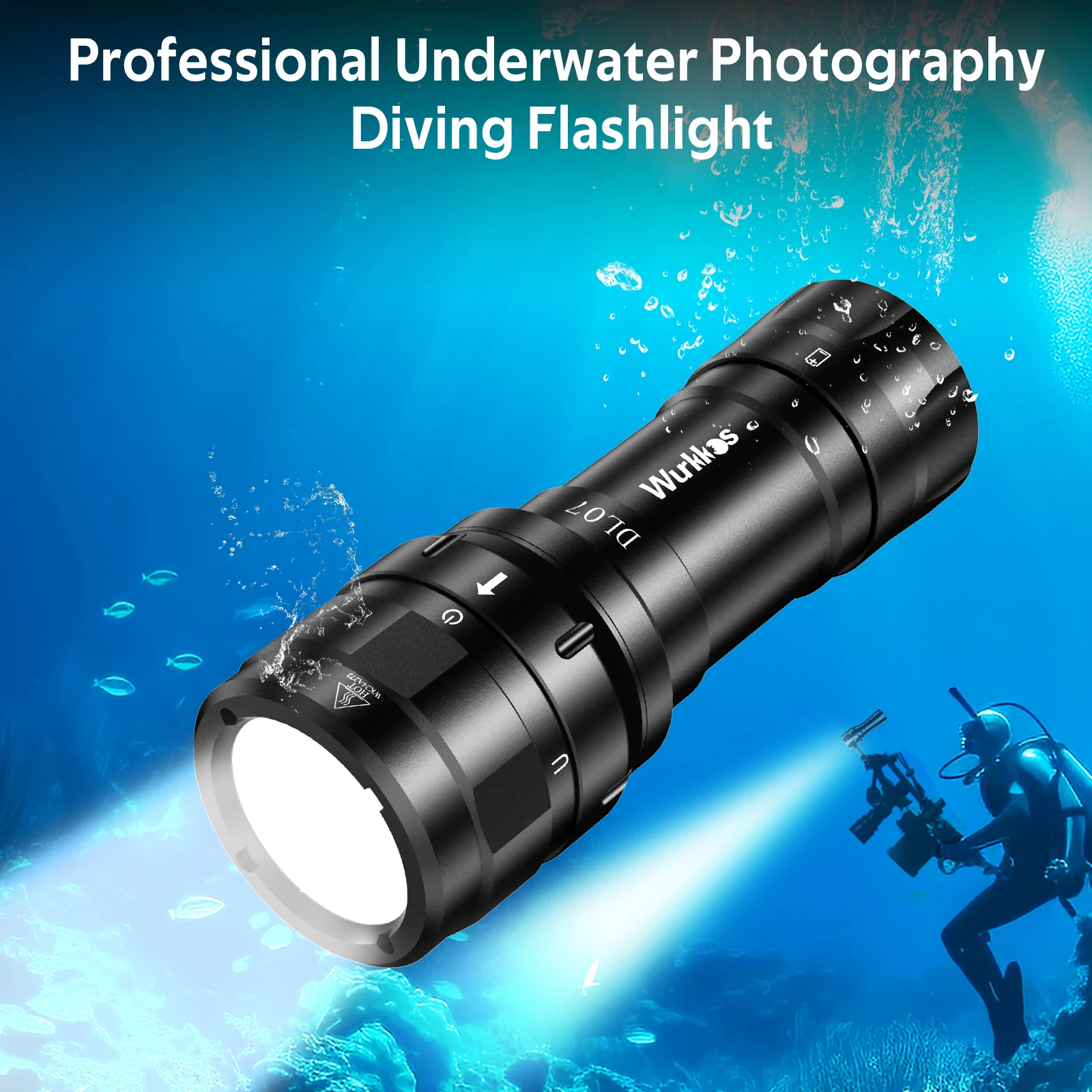 Wurkkos DL07 Diving Flashlight Multi-color LED Twist Switch Waterproof 26650 Battery + Single-slot Charger 5000K
