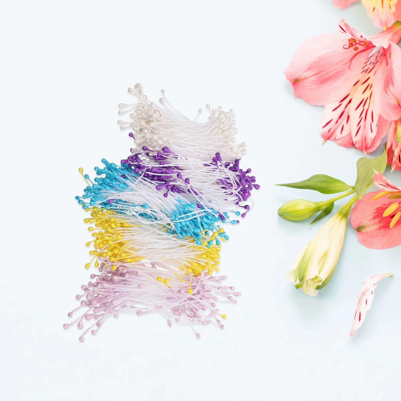 750 قطعة من الزهور الاصطناعية برأسين، مسامير زهور واقعية للحرف اليدوية، زينة الزفاف، زهور يدوية الصنع