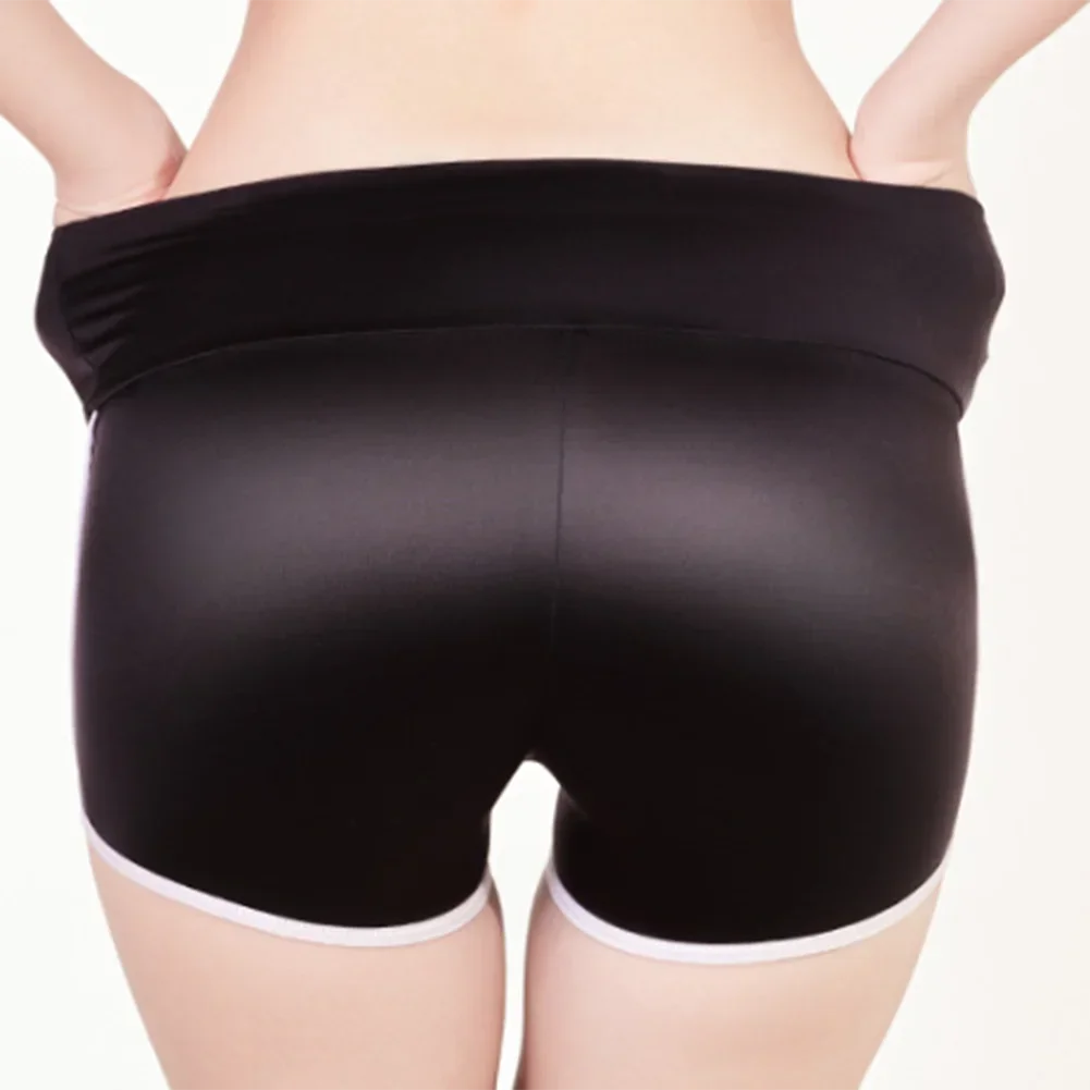 Mujer Sexy erótico suave transpirable sin costuras aceite brillante ropa interior bragas elásticas pantalones cortos lisos señoras