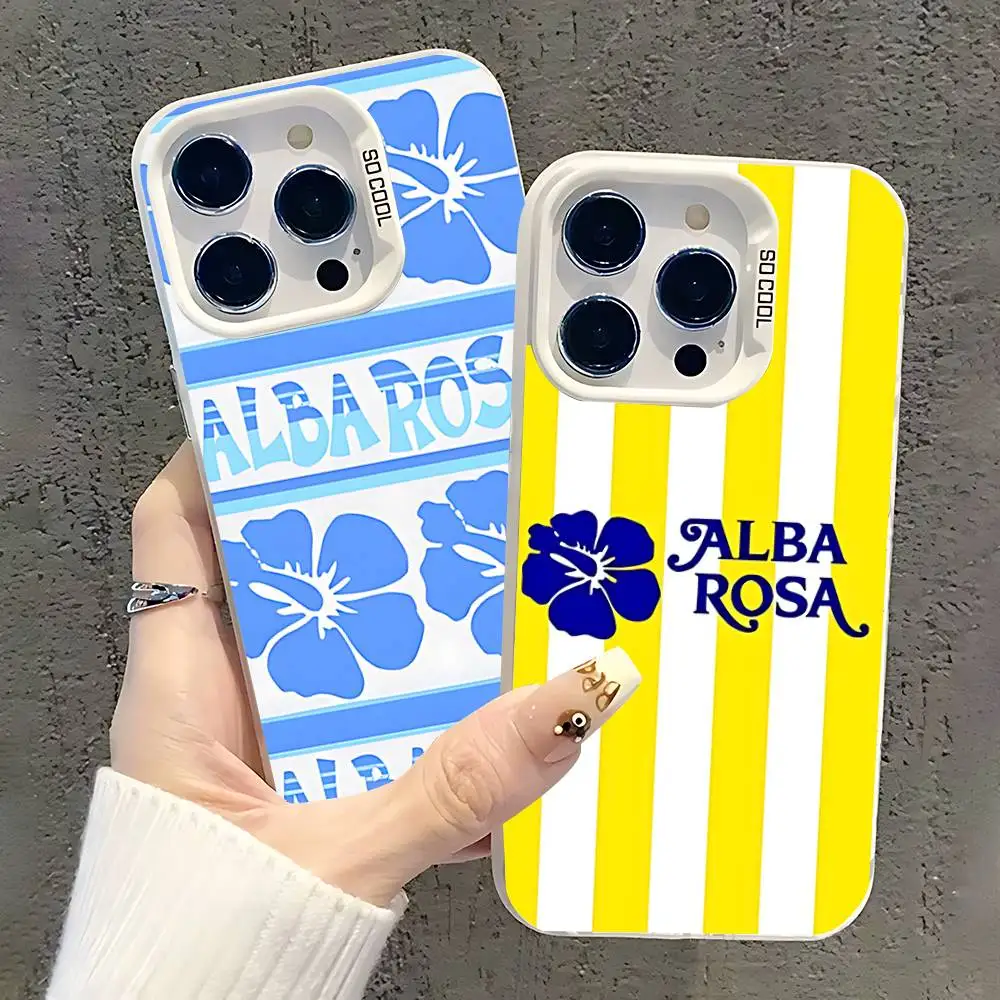 

Fashion A-ALBA R-ROSA Phone Case For iPhone 17,16,15,14,13,12,11,Pro,XS,Max,Plus,Mini,SE White Candy Matte Shockproof Cover
