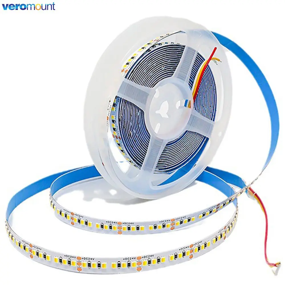 12V 24V DC 5m Cool White Warm White Adjustable 2 in 1 CCT LED Strip 120 180LEDs/M SMD 2835 Flexible Lamp Tape 8mm 10mm PCB IP20