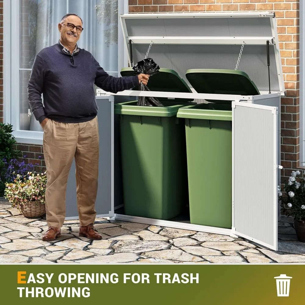 Outdoor Weatherproof Storage Resin Shed with 41 Cubic Feet Capacity, Floor, Gas Spring, and Lockable Doors