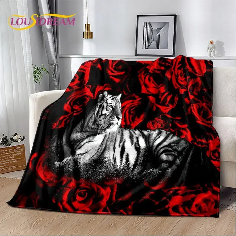 3D Cartoon Tiger Wolf Lion Leopard Animal Plush Blanket,Flannel Blanket Throw Blanket for Living Room Bedroom Bed Sofa Picnic