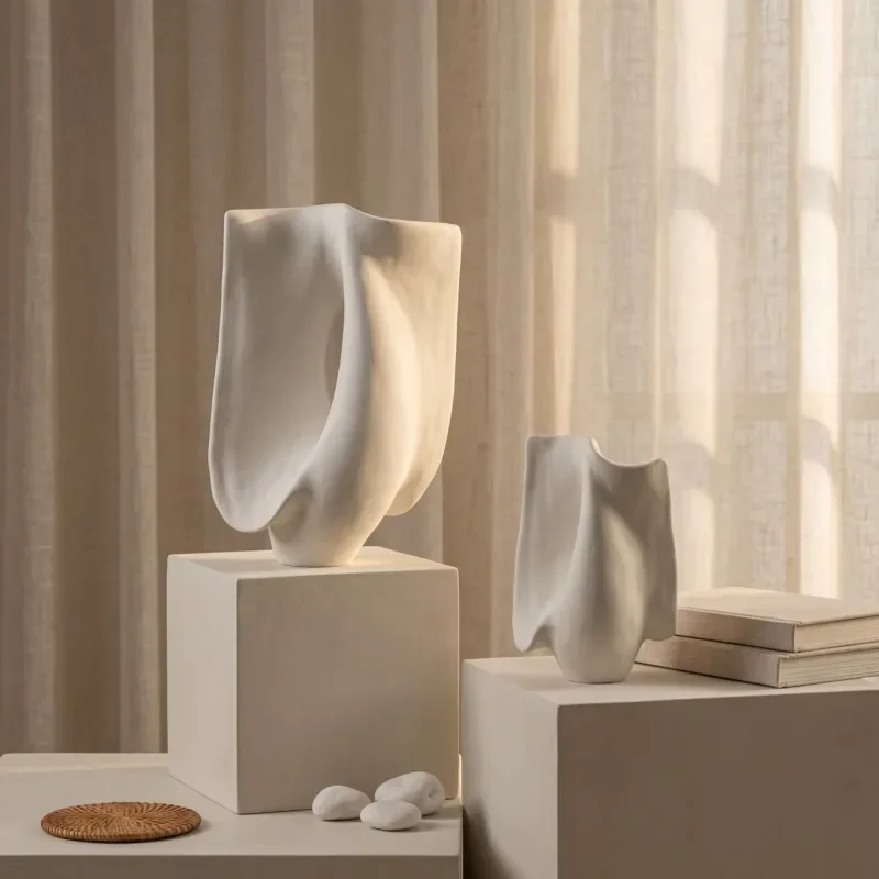 Ivory white ceramic home ornaments, modern art home decorations wholesale 0176