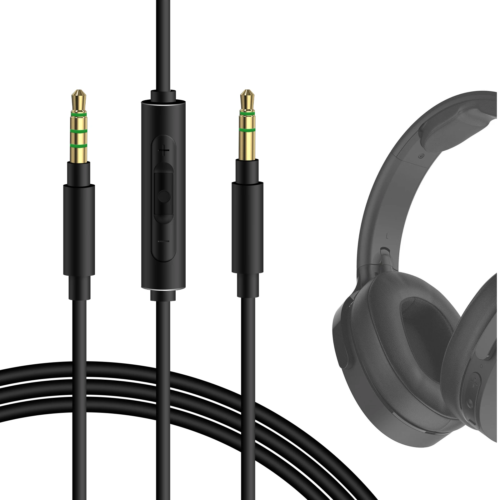 Geekria Audio Cable with Mic Compatible with Skullcandy Hesh Evo, Hesh 3, Hesh 2, Venue, Riff 2 Headphones Cable, 1