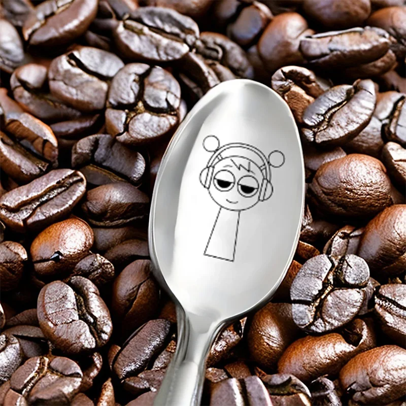 

Sprunki Series Tableware Spoon Stainless Steel Cartoon Print Long Handled Coffee Mixing Spoons Party Supplies Birthday Gifts