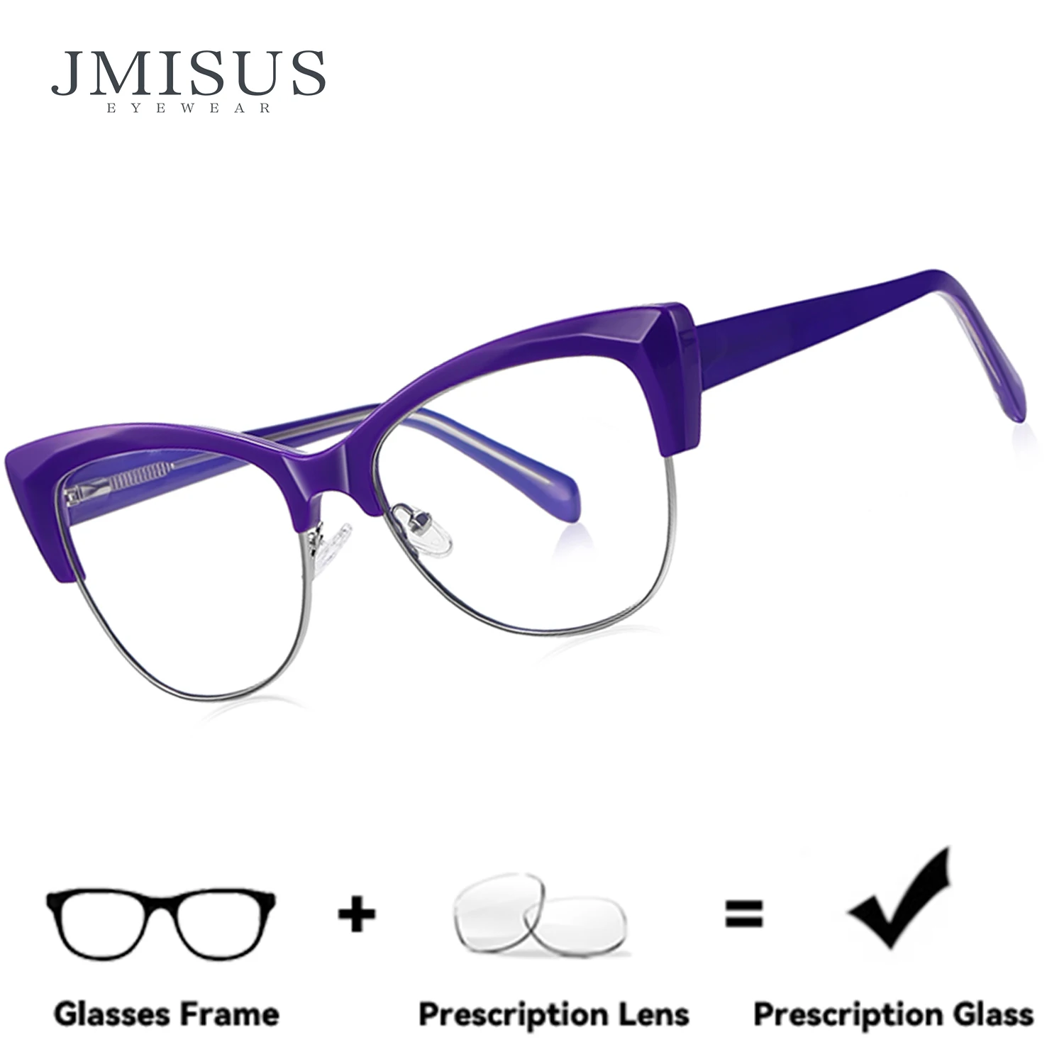 

JMISUS Japanese Classic Cateye Prescription Eyeglasses High-quality Metal Round Photochromic Optical Glasses for Women