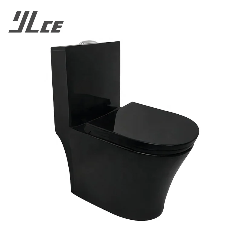 Toilet,Luxury Ceramic Sanitary Ware Porcelain Inodoro Wc One Piece Ceramic Toilet Bowl Black Color Bathroom Toilets