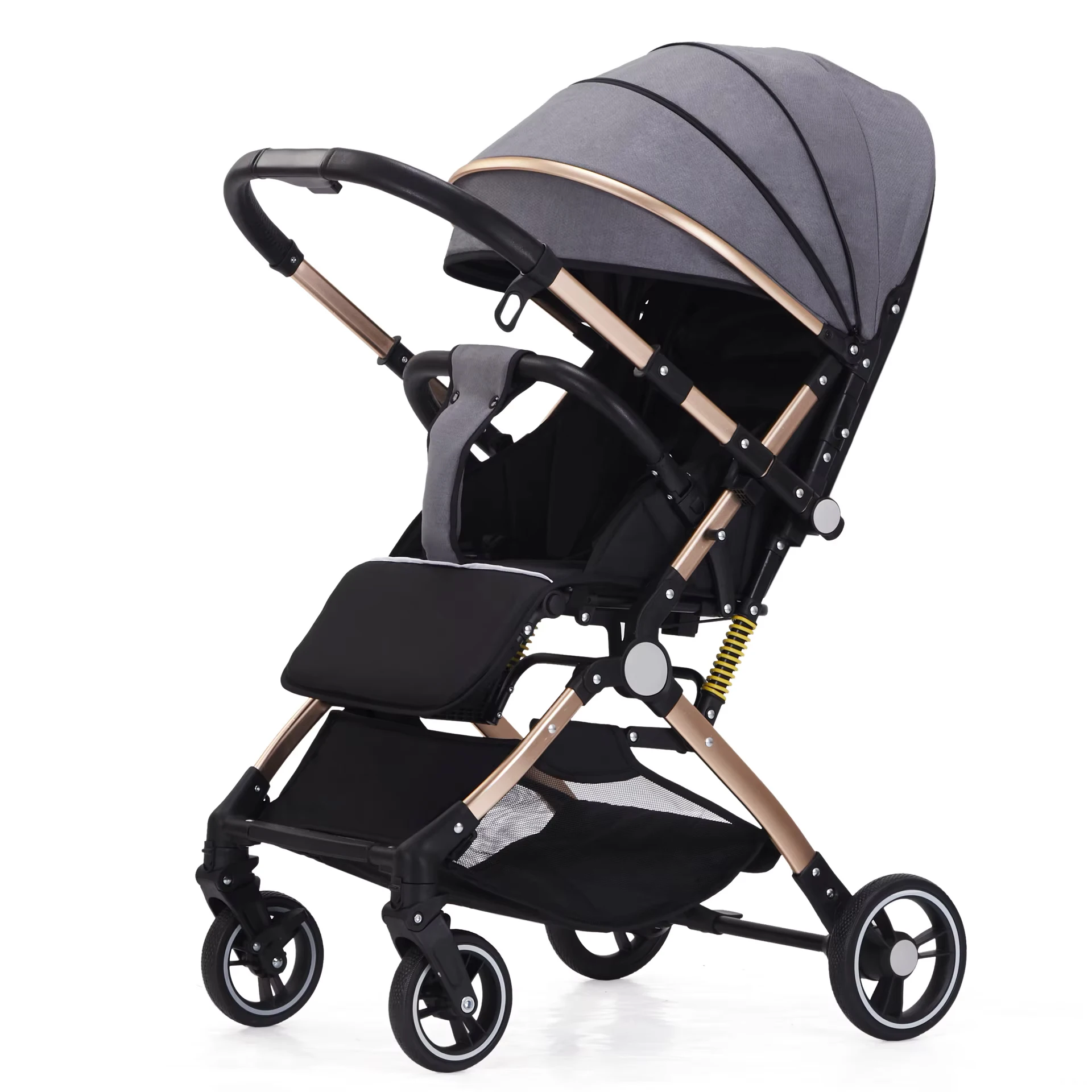 Can Sit and Lie Down Stroller High Landscape Newborn Baby Two-way Swivel Seat Lightweight Folding Four-wheeled Baby Stroller