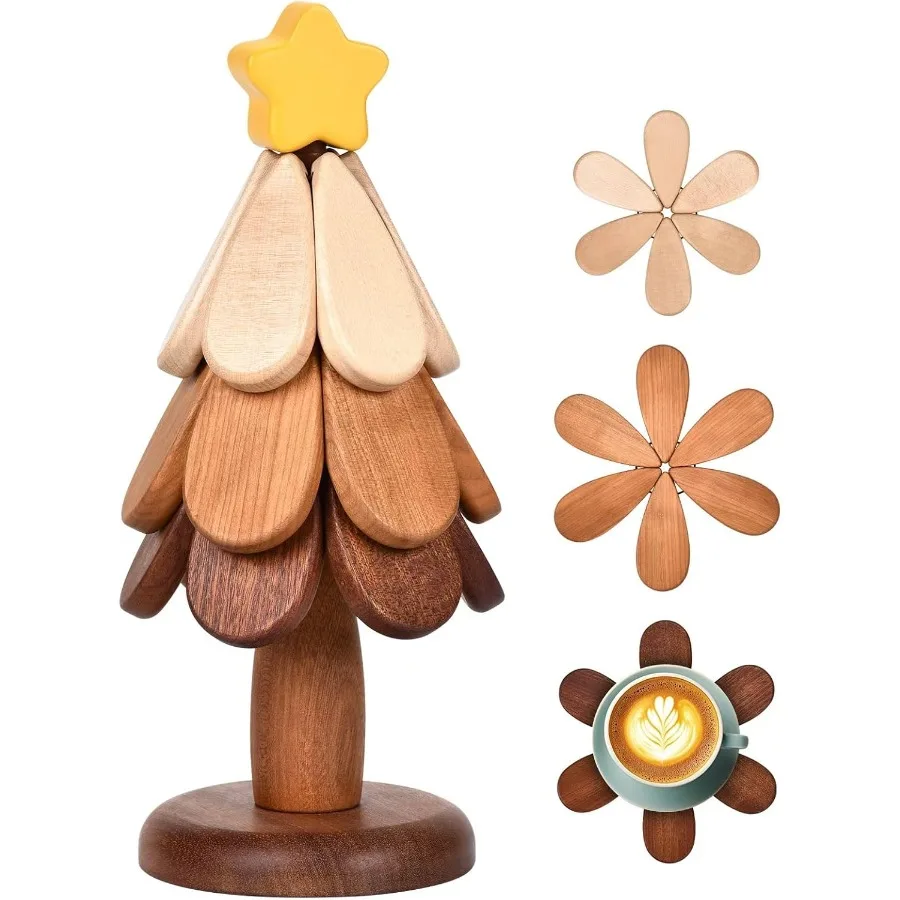 

Wooden Tree Trivet Set Tree Coasters and Trivets for Hot Dishes Cork Hot Pots and Pans Coasters and Trivets for Hot Dishes Star