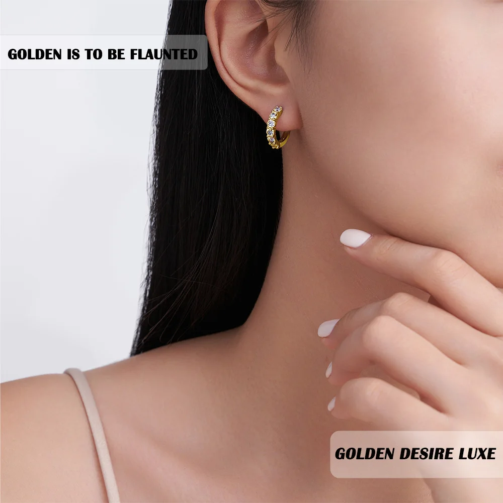 

1CTW Moissanite Earrings 925 Sterling Silver Gold Plated Hip Hop Style Jewelry Women Sparkling Stud Earrings Daily Wear Gift