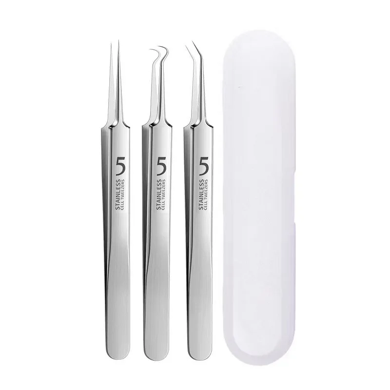 3 stuks Ultrafijn nr. 5-acne mee-eter verwijderen pincet schoonheidssalon acne puistjes naalden diepe reiniger clip gezicht huidverzorging tool