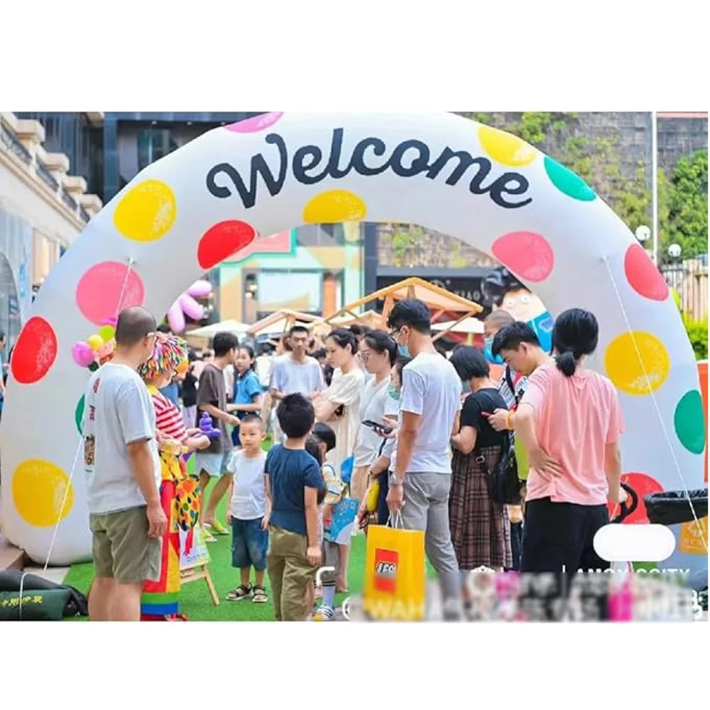 Custom Outdoor Inflatable Welcome Arch with Dots Advertising  Air Balloon Race Festival Gate Entrance Archway For Event Decor