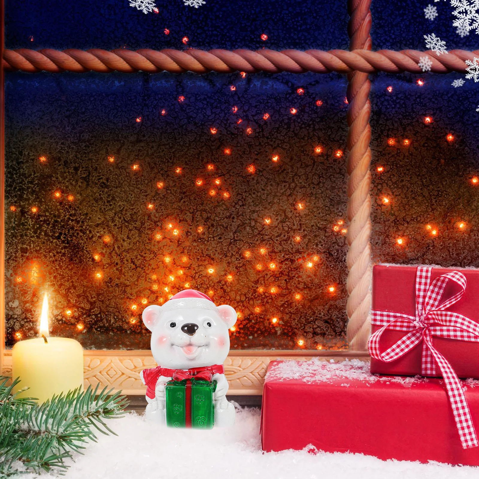 

Xmas Resin Decor Christmas Themed Ornament Landscape Decoration Outdoor Statue Holiday Figure Craft Festive Decor for Garden