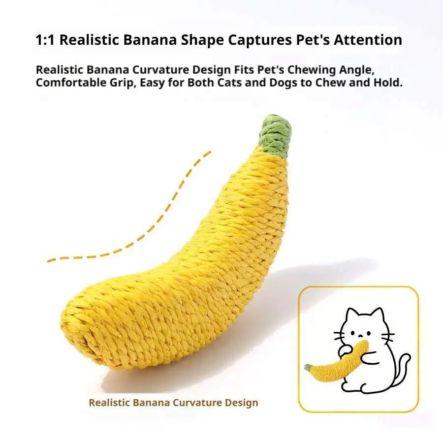 Bananen-Katzenspielzeug, natürliches Sisal-Kauspielzeug für kleine Hunde, Kätzchen, interaktives Zahnreinigungswerkzeug, Zähneknirschen, Spielzubehör für Haustiere – Detail 8