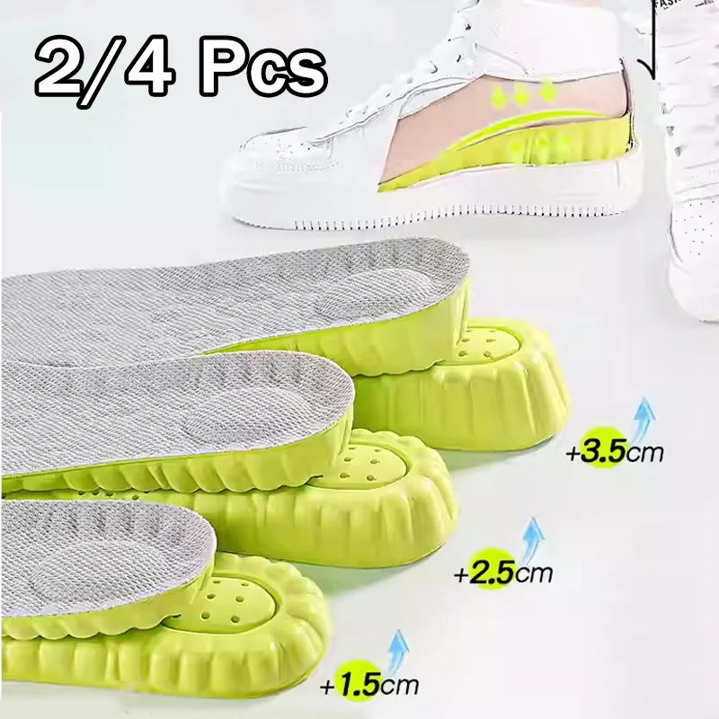 2/4Pcs Comfortable Shock Absorbing Shoe Sole Sports Soft Height Increase Insoles Breathable Anti-Odor Shoe Pads Shoe Accessories