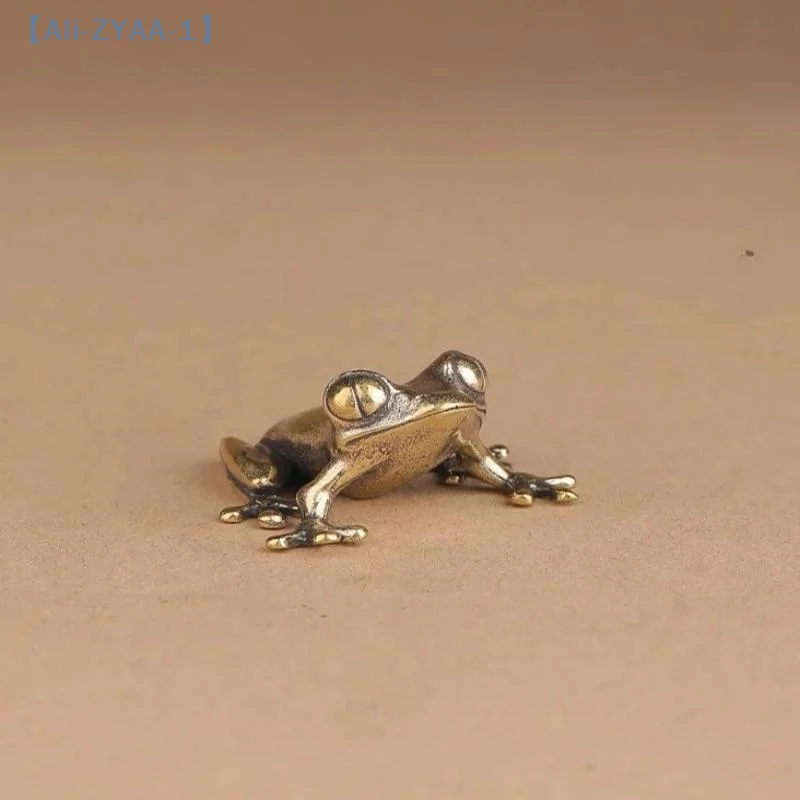 【ZYAA-1】Mini-Frosch-Miniaturen aus Messing, Vintage-Tierfigur, Kröte, Desktop-Ornamente, Heimdekoration, Kunsthandwerk, Tee-Haustier-Dekoration