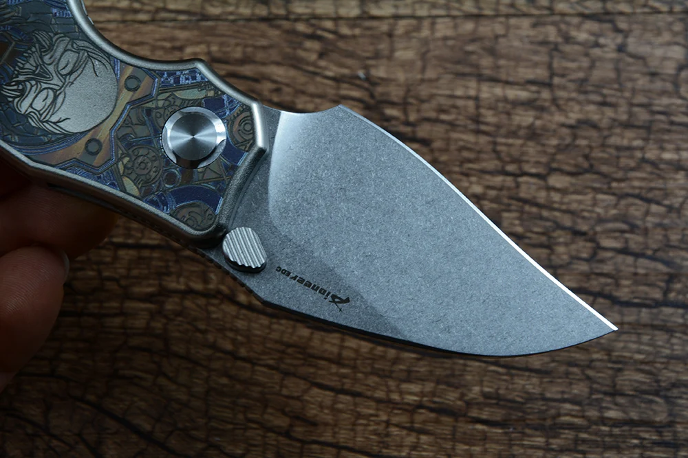 Pioneer XD056 Folding Knife D2 Blade Ceramic Ball Bearing Washer TC4 Titanium Handle for Outdoor Camping EDC Gift view 3