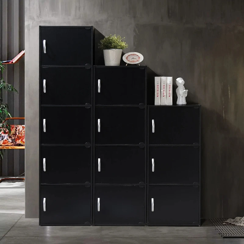 

# l 3-Shelf, 3-Door Multi-purpose Cabinet, Black