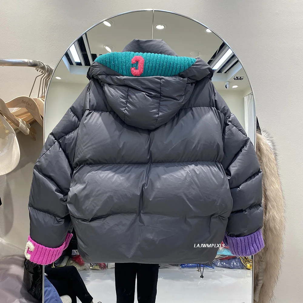 Short Down Jacket Winter Female 2022  Women Snow Coat Thick Loose Korean Fashion Warm Outwear Black Puffer Jacket Hooded