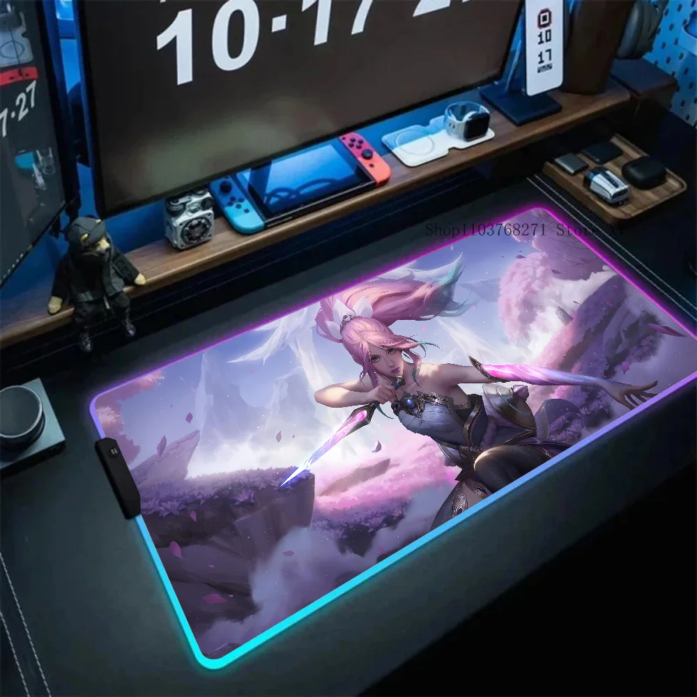 Akali League Of Legends Mousepad XXL RGB Gaming Mouse Pads HD Black Gamer Accessories Large LED