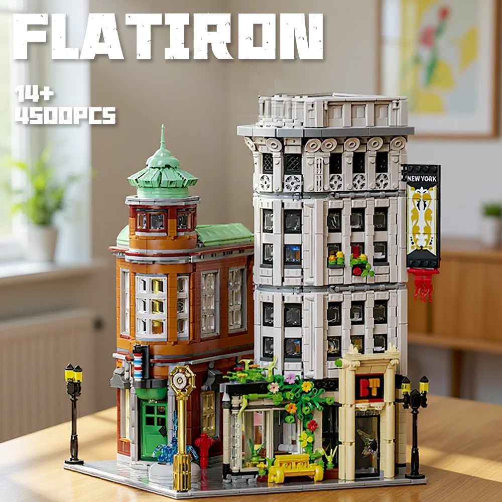 Flatiron Building Haus-Bausets mit 12 Figuren Stadt-Apartment-Architektur Modulare Bausteine Modellbausatz Geschenk 4500 Teile