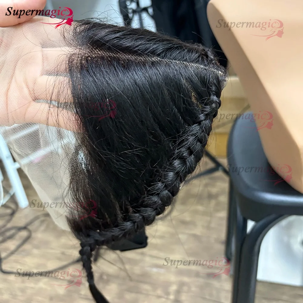 باروكة أمامية فقط 13 × 4 بدانتيل أمامي مستقيم مع ضفائر 12 14 16 بوصة طبيعية مستقيمة بدون صمغ جاهزة للارتداء والذهاب