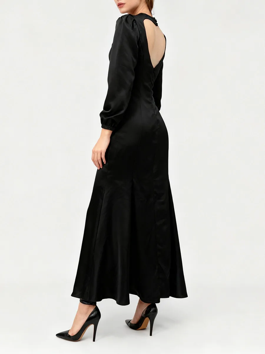 TWOTWINSTYLE Slimming Elegant Mermaid Dresses for Women Round Neck Long Sleeves Heart Shaped Backless Fashion Dress Female New