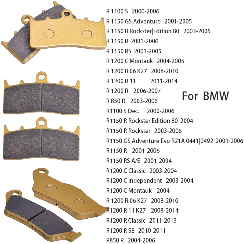 Motorcycle Front Rear Brake Pads Set for BMW R1100 R1150 R1150R R1200 R850 R 850 1100 1150 1200 R S GS R RS C Adventure