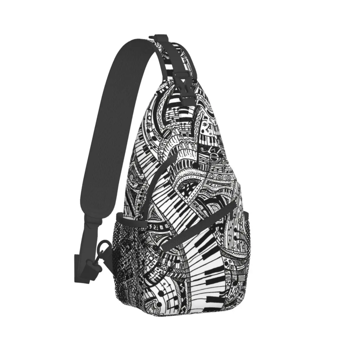 

Crossbody Bag Sports Classical Music Doodle With Piano Keyboard Chest Bag Unisex Women Man Fashion Shoulder Backpacks Travel