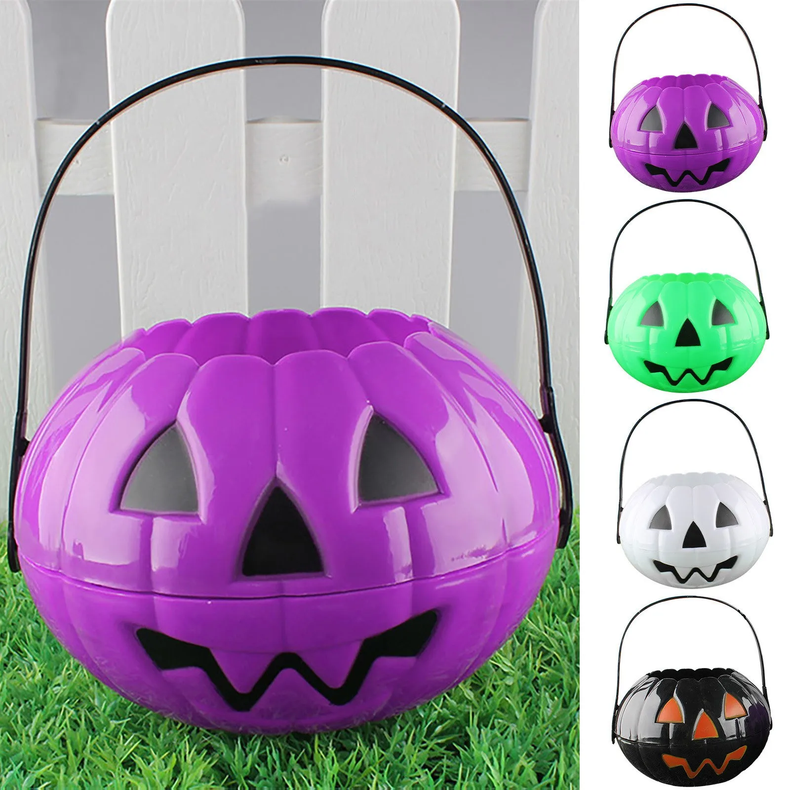 Cubo plegable desmontable para Halloween, media decoración grande de calabaza, decoración del hogar, adorno creativo útil 2024 con personalidad