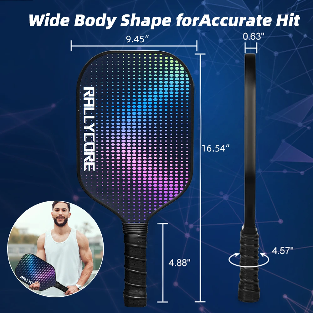 피클볼 패들 2개 세트, 섬유 유리 피클볼 패들, 마찰 표면 피클볼 라켓 세트 (남녀 공용)
