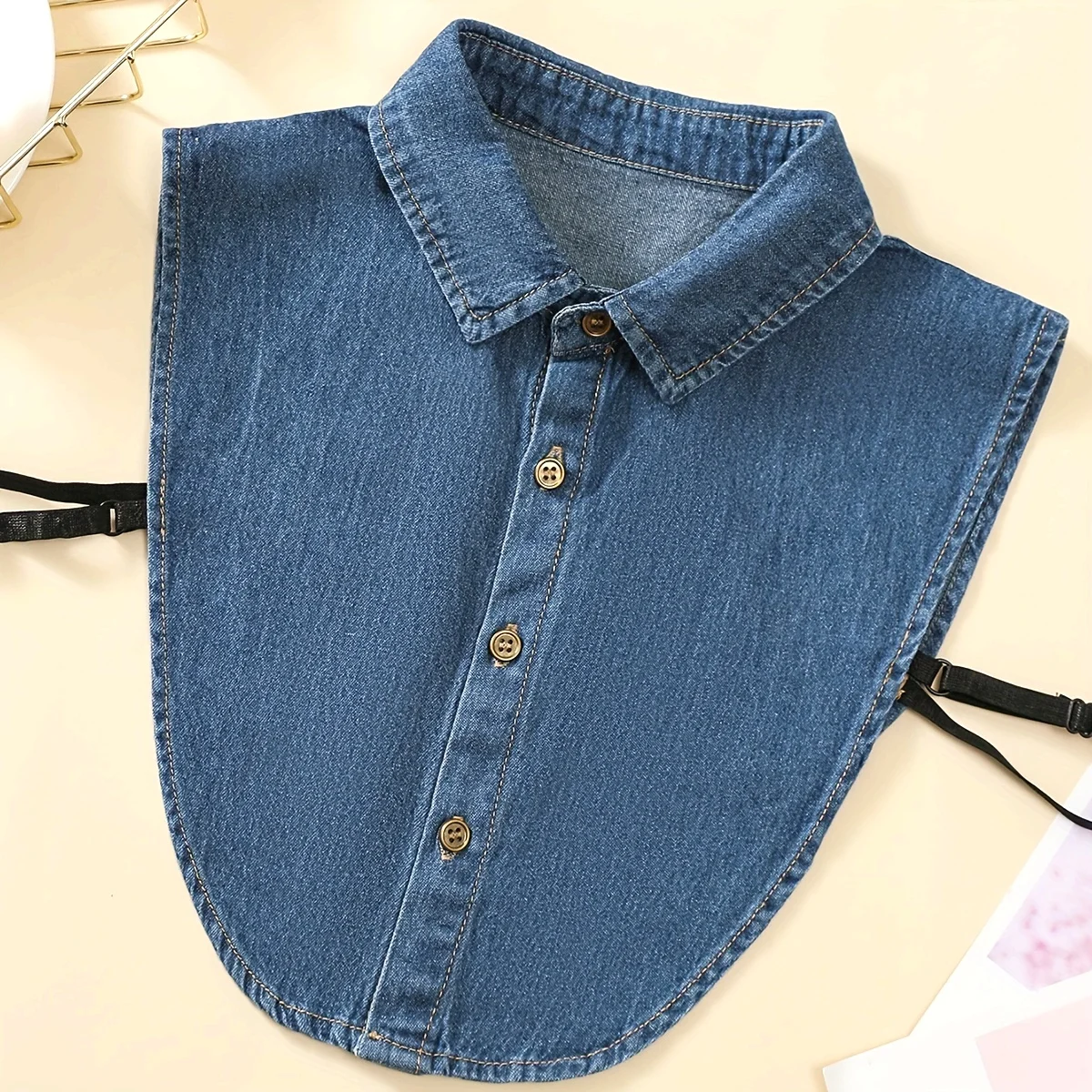 Colletto falso in denim elegante unisex Mezza camicia semplice tinta unita Colletto Dickey Colletto falso abbinato professionale