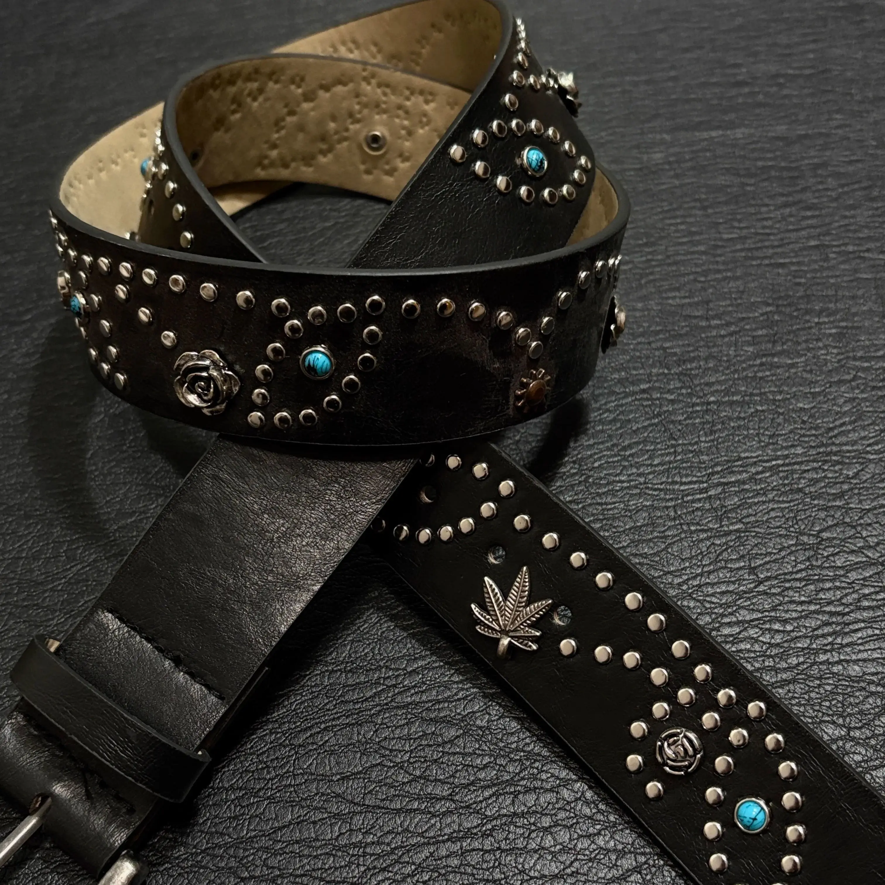 Men Women's Vintage Rivet PU Leather Punk Corset Female Cummerbund Coat Waistband Dress Decration Wide Belt J1828