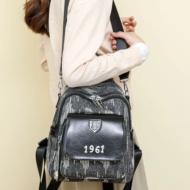 Harajuku Brief Pailletten Rucksack Frauen Mode Patchwork Große Kapazität Daypack Damen Hot Girl Y2k Ästhetischen Mochilas Mujer Neue