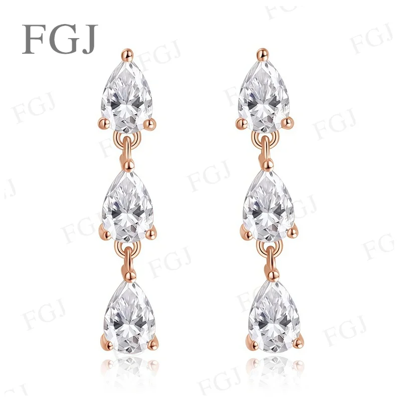 3CT Birnenförmige Moissanit-Ohrhänger für Damen, S925 Silber, 6 Edelsteine, Wassertropfen-Design, Funkelnder Partyschmuck, Jubiläumsgeschenk – Detail 4