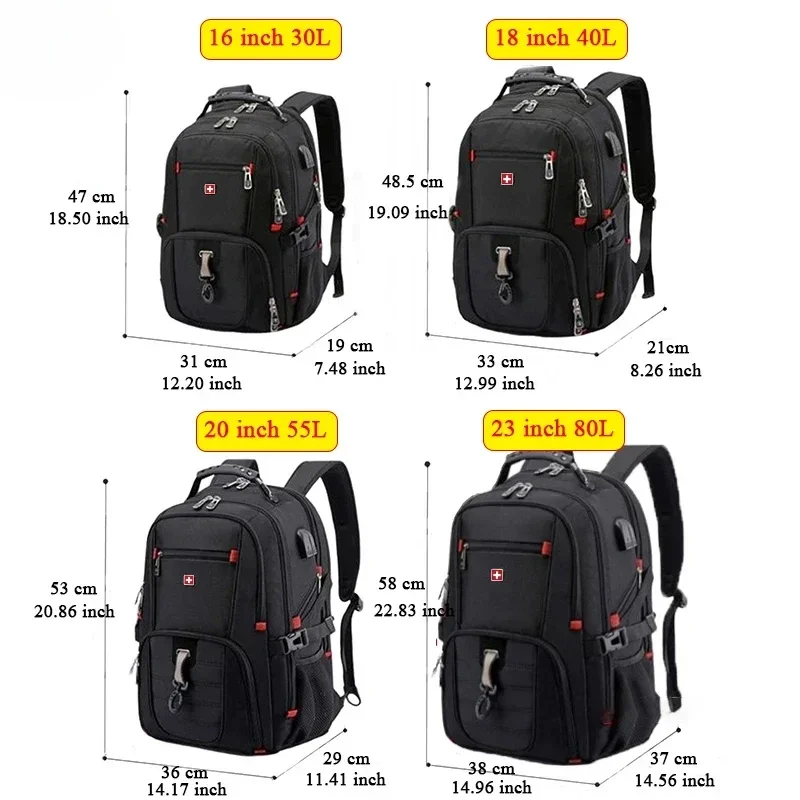 متعددة الوظائف سعة كبيرة الذكور حقيبة موضة السفر USB شحن مقاوم للماء 23 بوصة محمول على ظهره الرجال Mochila