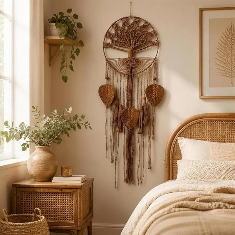 Brown Tree Of Life Woven Tapestry Bohemian Wall Hanging Dream Chasing Art Bedroom Living Room Decoration, Holiday Gift.