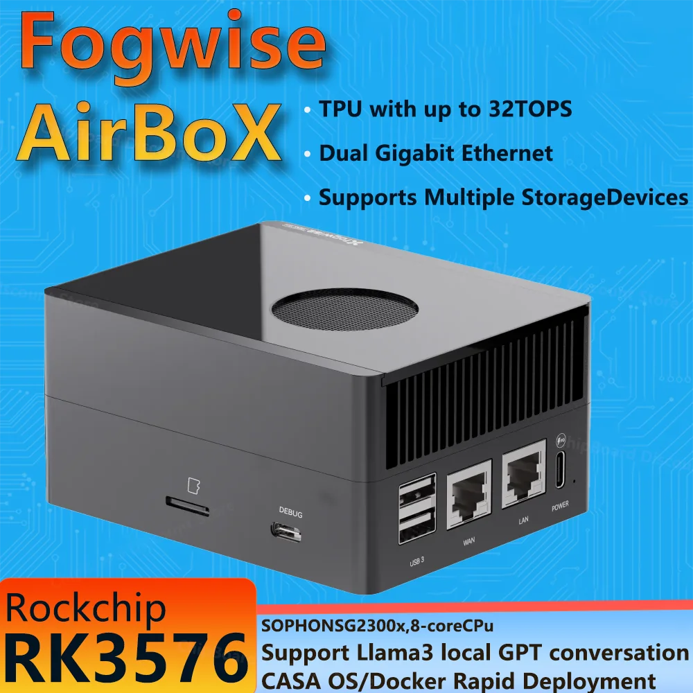 

New Radxa Fogwise AirBox 8-core CPU TPU up to 32TOPs Easy to Build Your Own GPT and Stable Diffusion, Aluminum Alloy Case