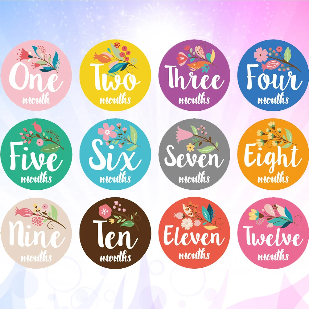 12 Pcs Month Sticker for Infant Round Paper Newborn Stickers Baby Child