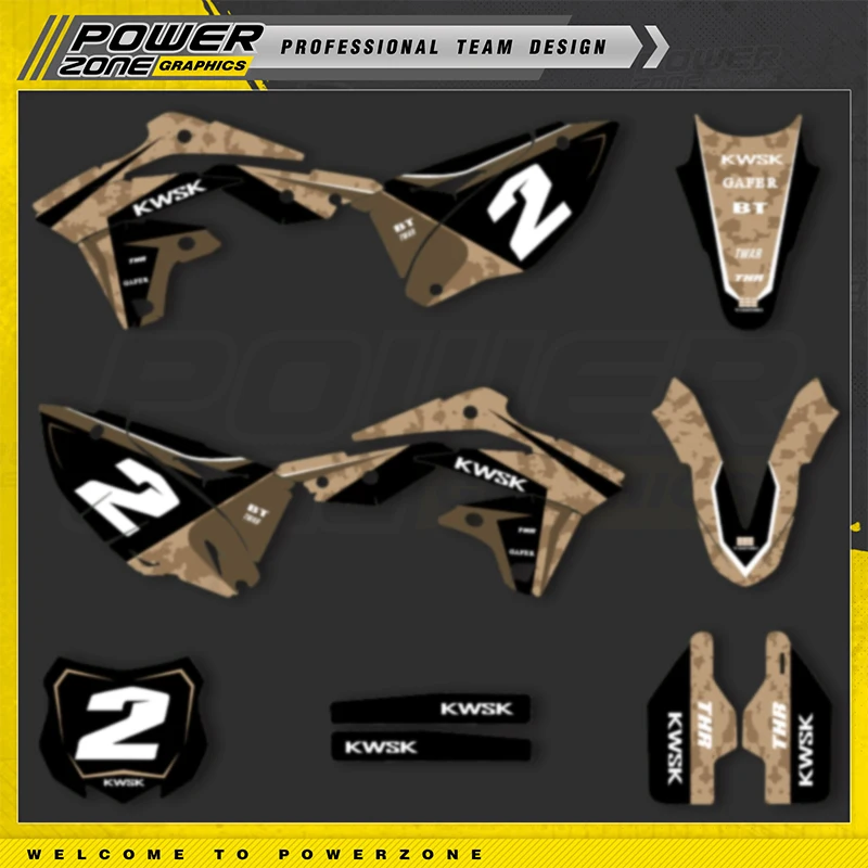 

PowerZone на заказ для kawasaki KXF250 2013 2014 2015 2016 KX250F графические наклейки комплект защитных наклеек на заказ 16