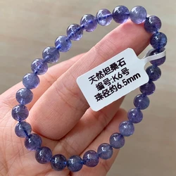 Natural Blue Tanzanite Gemstone Bracelet Clear Round Beads 6.5mm Stone Jewelry From Tanzania Tanzanite AAAAAA