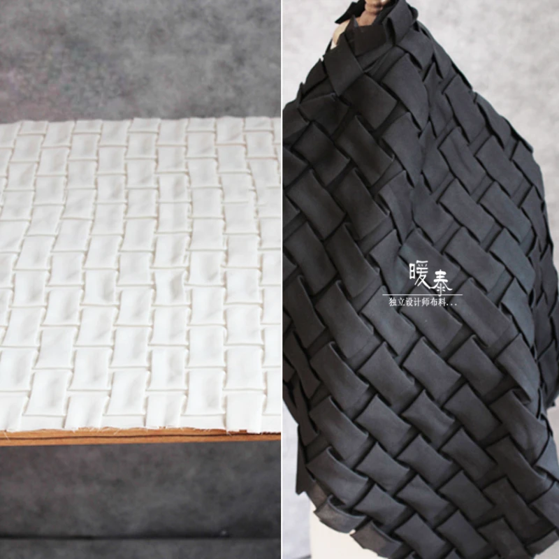 Tecido plissado de chiffon para vestuário, design macio e criativo, malha quadrada, estilo show pano, material de costura DIY